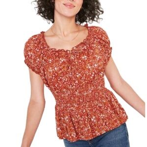 Old Navy Women's Floral Smocked Blouse - Rust